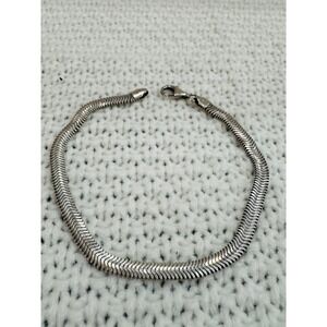 Vintage LIRM 925 Sterling Silver Italy Flat Snake Herringbone Bracelet 7.5"